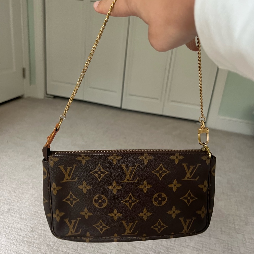 Louis Vuitton Pochette Accessories Monagram  Shoulder Bag Mini Brown Canvas